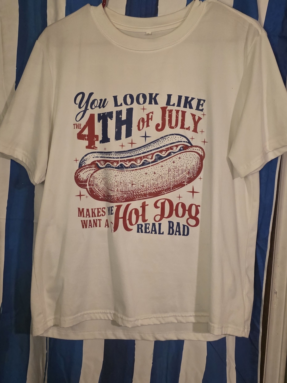 Patriotic 4th of July Hot Dog Graphic Tee - White